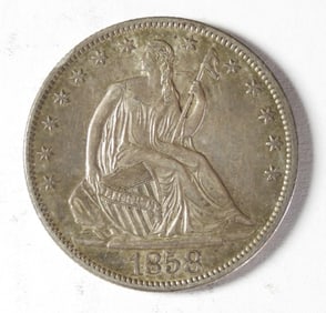 1858-O SEATED LIBERTY HALF DOLLAR