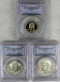 1976-S PCGS PR-69 DCAM SILVER 3-COIN SET