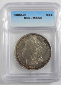 1886-O MORGAN DOLLAR ICG MS63