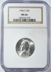 1946-S WASHINGTON QUARTER NGC MS-66