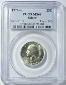 1976-S SILVER QUARTER PCGS MS-68
