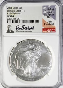 2021 AM SILVER EAGLE SIGNED NGC MS70
