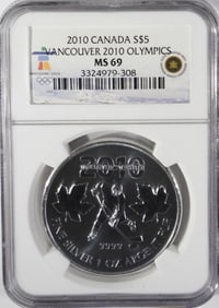 2010 CANADA S$5 MS 69 HOCKEY
