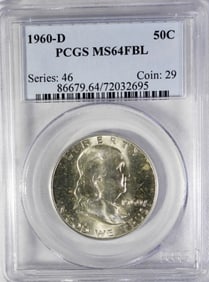 1960-D FRANKLIN HALF PCGS MS64 FBL