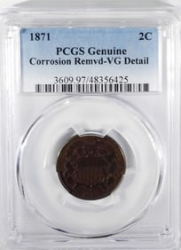 1871 TWO CENT PIECE PCGS GENUINE