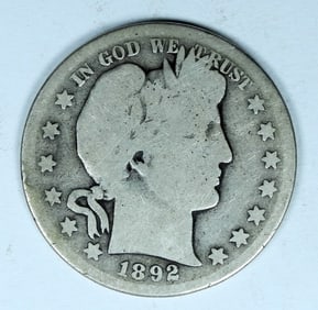 1892-S BARBER HEAD HALF DOLLAR
