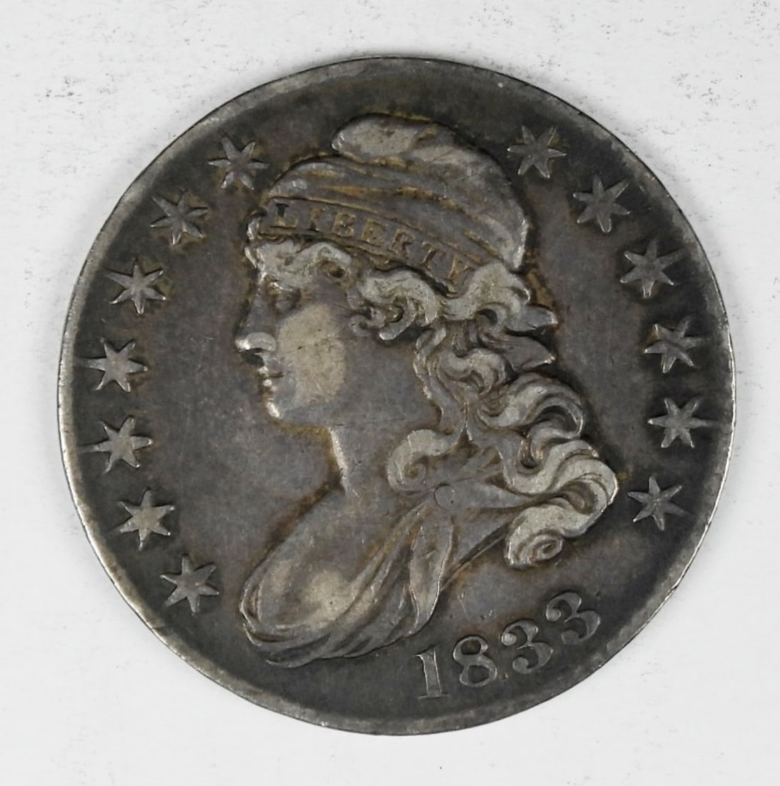 1833 CAPPED BUST HALF DOLLAR: BID HERE with VINTAGE AUCTIONS