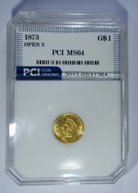 1878 OPEN 3 $1 INDIAN PRINCESS HEAD GOLD