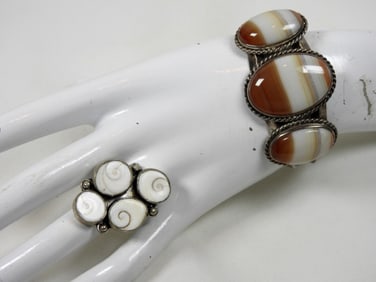 SHIVA EYE RING, RED AGATE BRACELET 925
