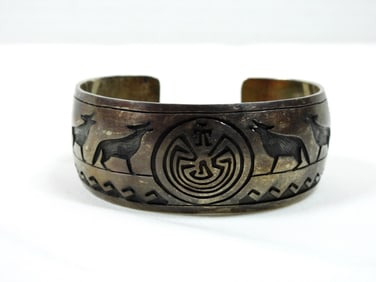 STERLING WOLF CUFF BRACELET