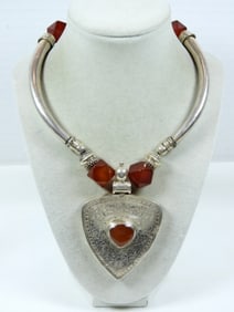 925 LARGE GEMSTONE PENDANT NECKLACE