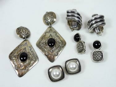 4 VINTAGE 925 CLIP-ON EARRINGS