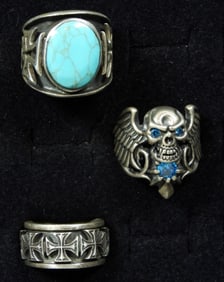 3 MENS STERLING RINGS