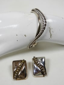 925 TJ-75 MEXICO CLIP-ON EARRINGS PLUS BRACELET