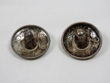 2 SMALL STERLING SOMBREROS PINS