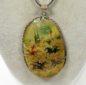 PAINTED SHELL STERLING NECKLACE