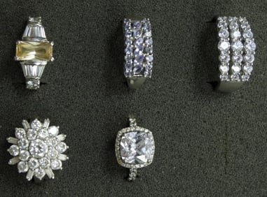 (5) BRIDAL STYLE STERLING RINGS
