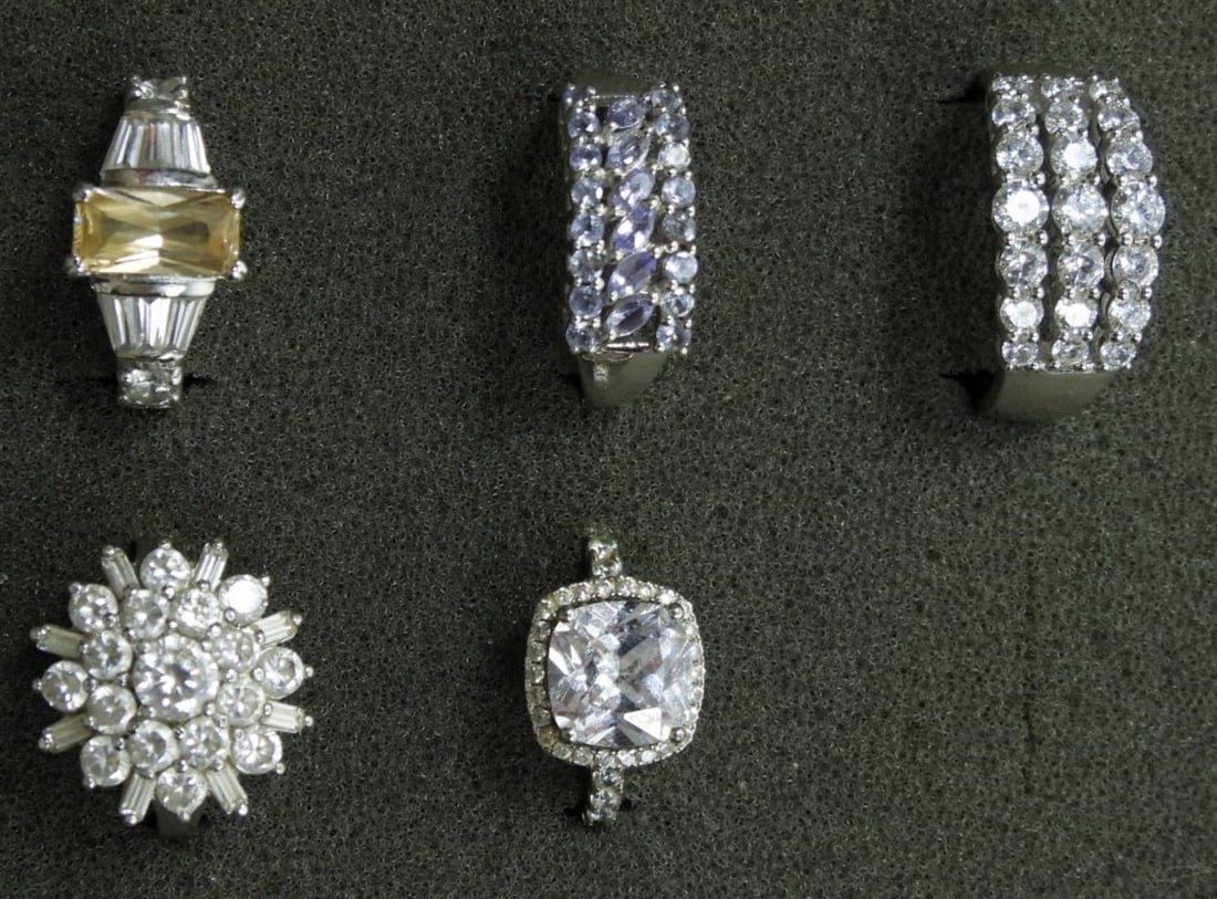 (5) BRIDAL STYLE STERLING RINGS (1 of 2)