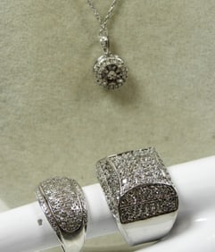 (3) DIAMOND & CZ RINGS / NECKLACE