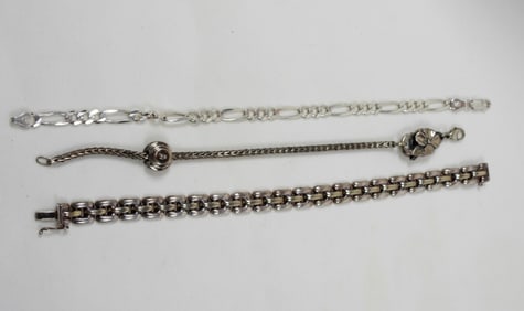 (3) STERLING FASHION BRACELETS