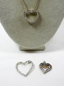 (3) HEART PENDANTS 925 with CHAIN
