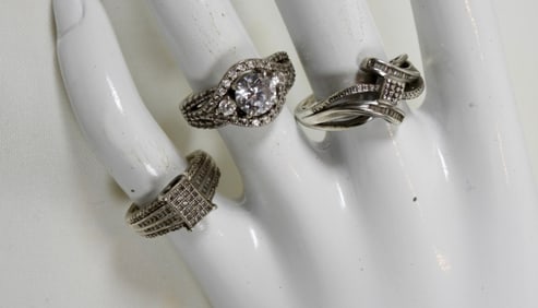 (3) ENGAGEMENT STYLE 925 RINGS