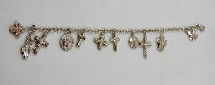 STERLING CROSS BRACELET 8" LONG