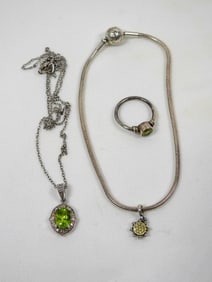 GREEN ACCENT STONE STERLING JEWELRY