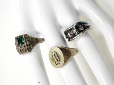 (3) UNIQUE STERLING RINGS - FORD 25yr