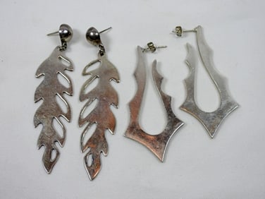 2 STERLING MEXICO PIERCED EARRINGS