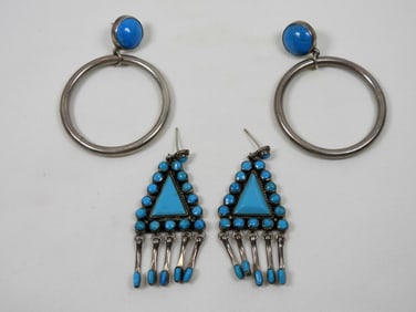 2 STERLING PIERCED EARRINGS