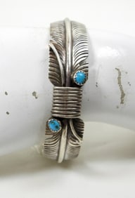 STERLING FEATHER CUFF BRACELET