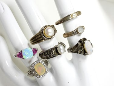 7 STERLING UNIQUE RINGS