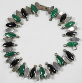 925 15'' MEXICO STAMPED MULTICOLOR GEM NECKLACE