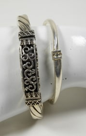 (2) STERLING SILVER PRINTED LOCKET BRACELETS
