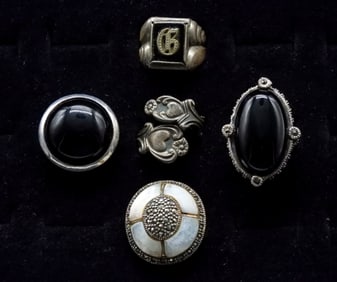 925 (5) VARIETY GEM RINGS SIZES 6-8.5