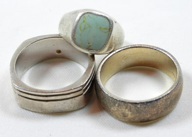 (925) (3) VARIETY GEM RINGS SIZES 7.5-13