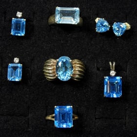 AQUA BLUE STONE 925 JEWELRY LOT