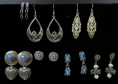 (7) PAIR STERLING PIERCED EARRINGS