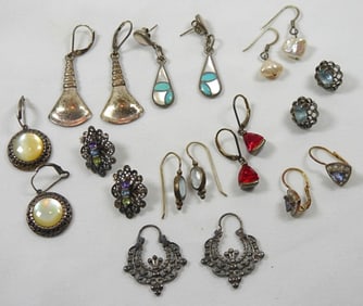 (10) PAIR PIERCED STERLING EARRINGS