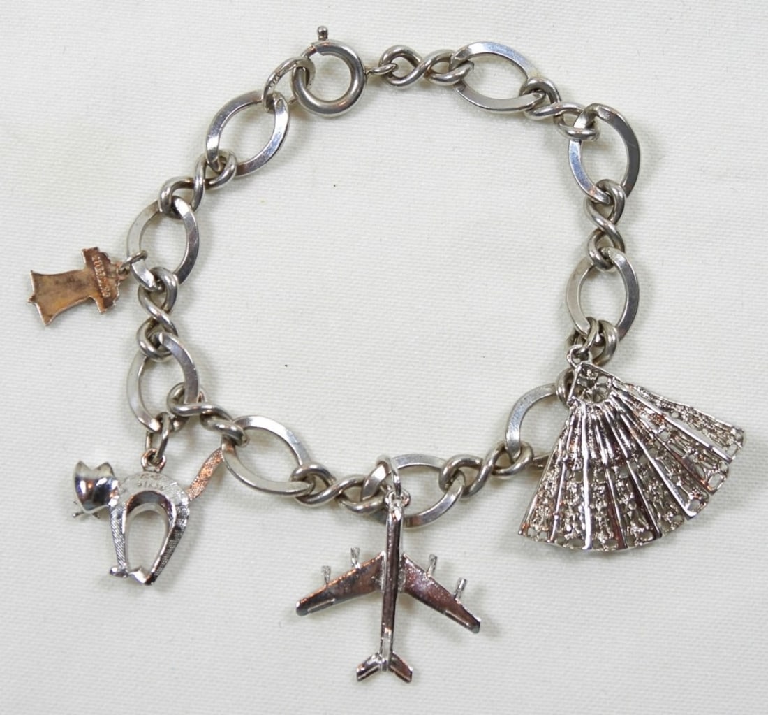 STERLING CHARM BRACELET 7": ONLY LITTLE LIBERTY BELL CHARM IS STERLING & BRACELET IS STERLING! (10 DWT)