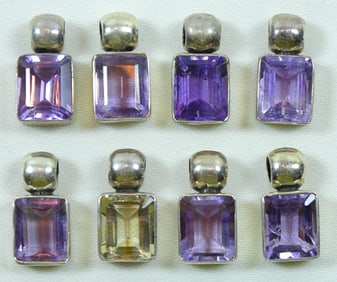 (8)AMETHYST & CITRINE 925 PENDANTS