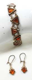 AMBER 925 BRACELET & EARRINGS