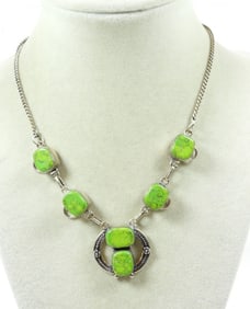 GREEN TURQUOISE STERLING NECKLACE
