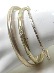 (3)STERLING MEXICO STAMPED SLIDE ON BRACELETS