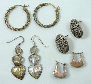 4 VARIETY SETS OF STERLING EARINGS