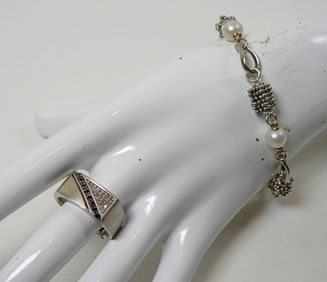 2 PIECE STERLING BRACELET AND RING SET