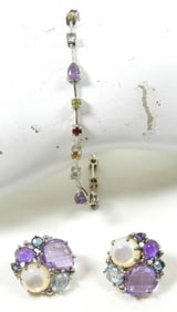MULTI-COLOR GEM STERLING JEWELRY LOT