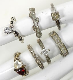(7) STERLING BRIDAL STYLE RINGS