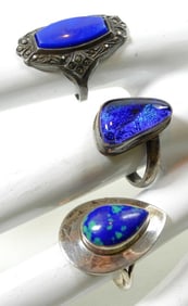 AZURITE & DICHROIC GLASS 925 RINGS